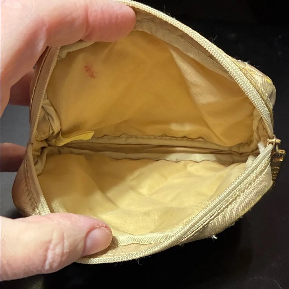 Vintage Gold Quilted cosmetics bag